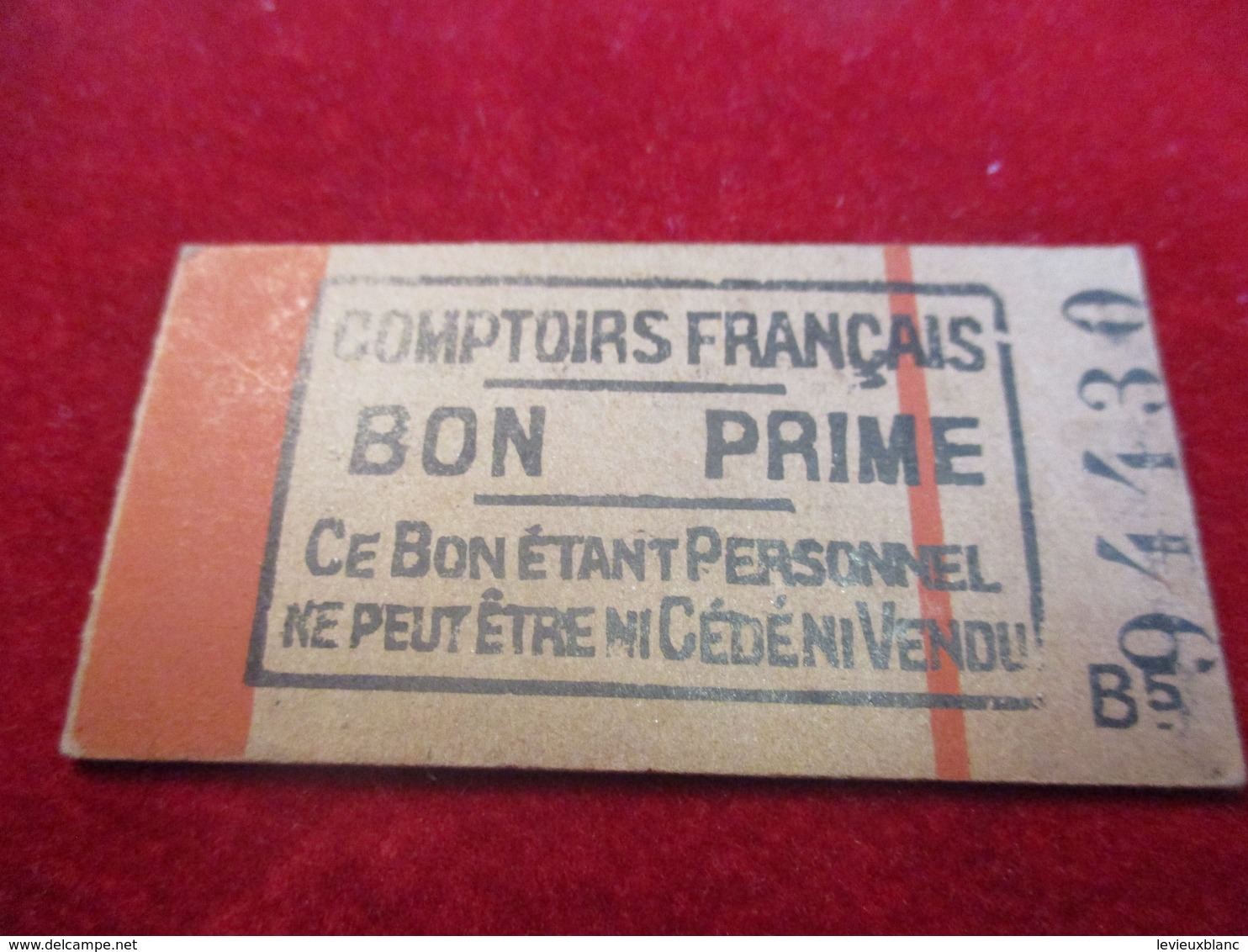 Carton De Nécessité/Bon Prime/COMPTOIRS FRANCAIS/Ce Bon étant Personnel Ne Peut être ..../ Vers 1920 - 1940       TCK176 - Andere & Zonder Classificatie