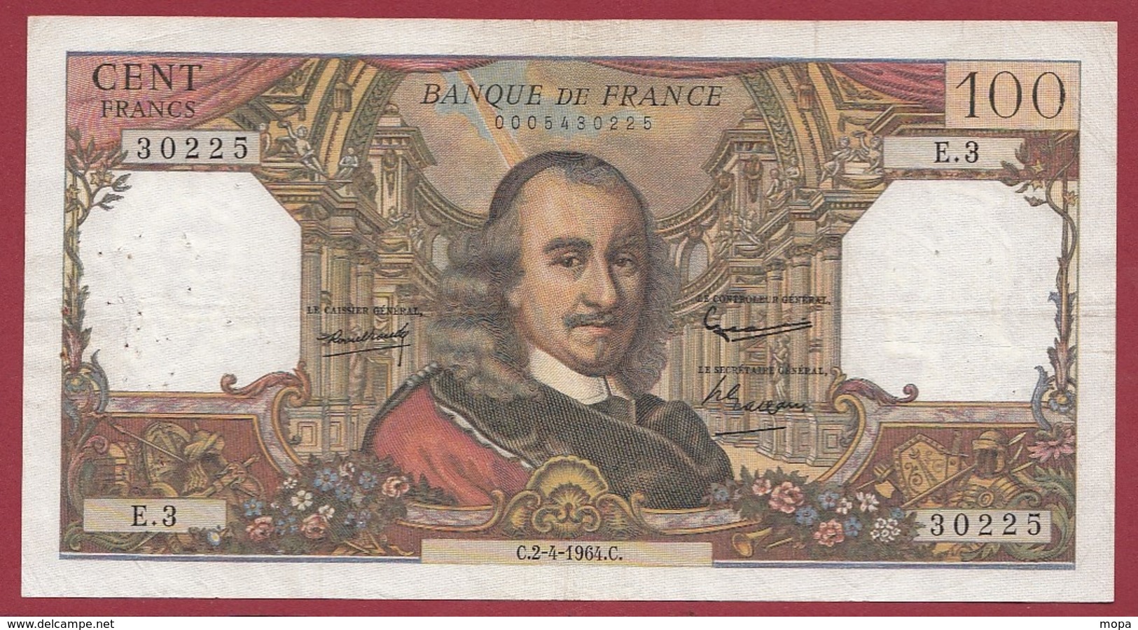 100 Francs "Corneille" Du 02/04/1964.C---TTB---ALPH .E.3 - 100 F 1964-1979 ''Corneille''