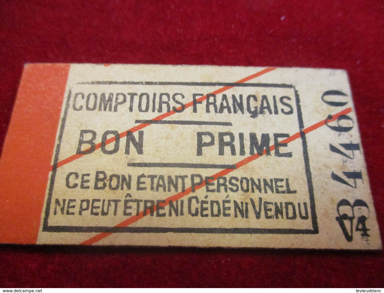 Carton De Nécessité/Bon Prime/COMPTOIRS FRANCAIS/Ce Bon étant Personnel Ne Peut être ..../ Vers 1920 - 1940       TCK179 - Sonstige & Ohne Zuordnung