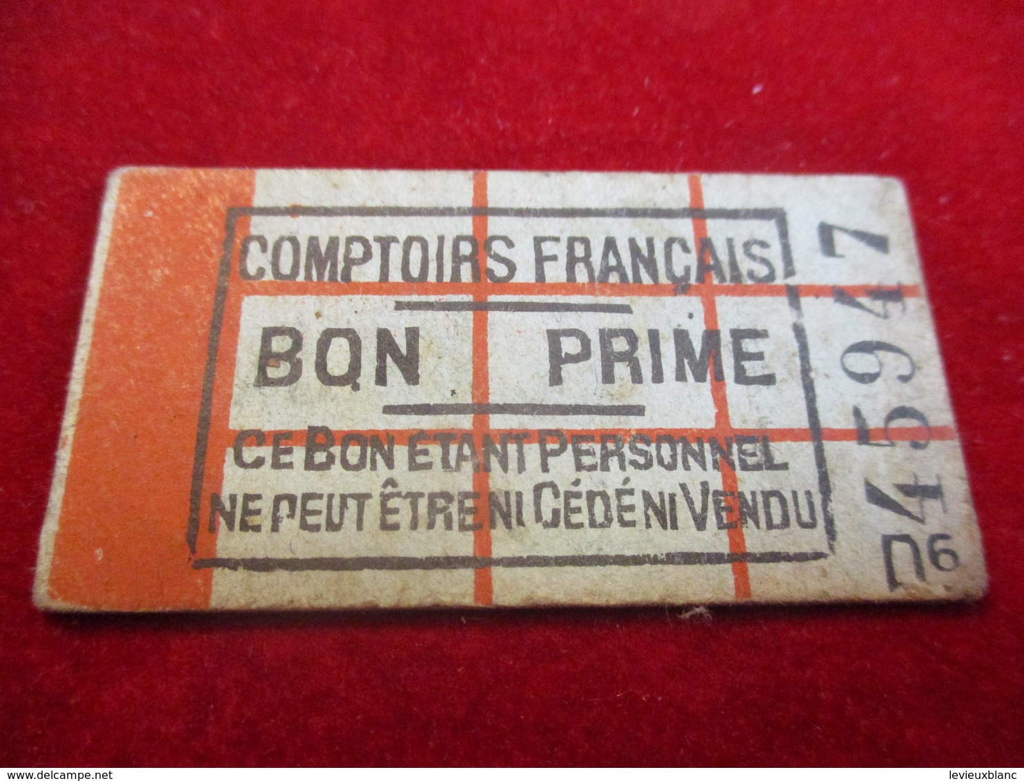 Carton De Nécessité/Bon Prime/COMPTOIRS FRANCAIS/Ce Bon étant Personnel Ne Peut être ..../ Vers 1920 - 1940       TCK180 - Otros & Sin Clasificación