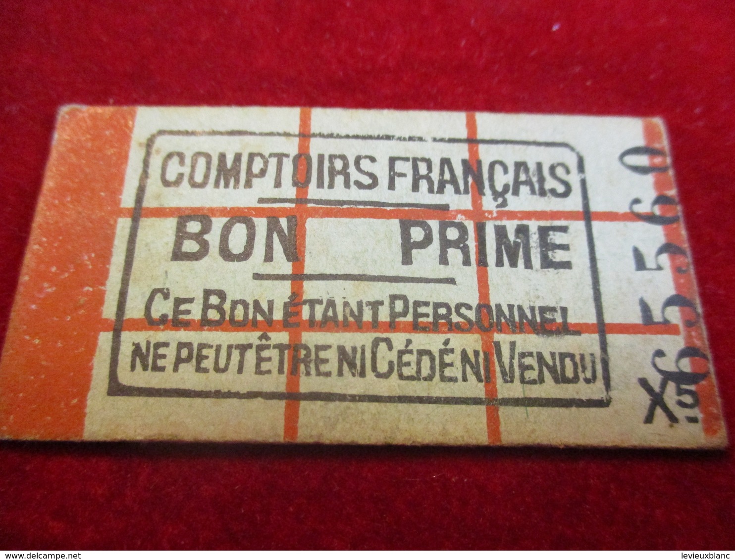 Carton De Nécessité/Bon Prime/COMPTOIRS FRANCAIS/Ce Bon étant Personnel Ne Peut être ..../ Vers 1920 - 1940       TCK181 - Otros & Sin Clasificación