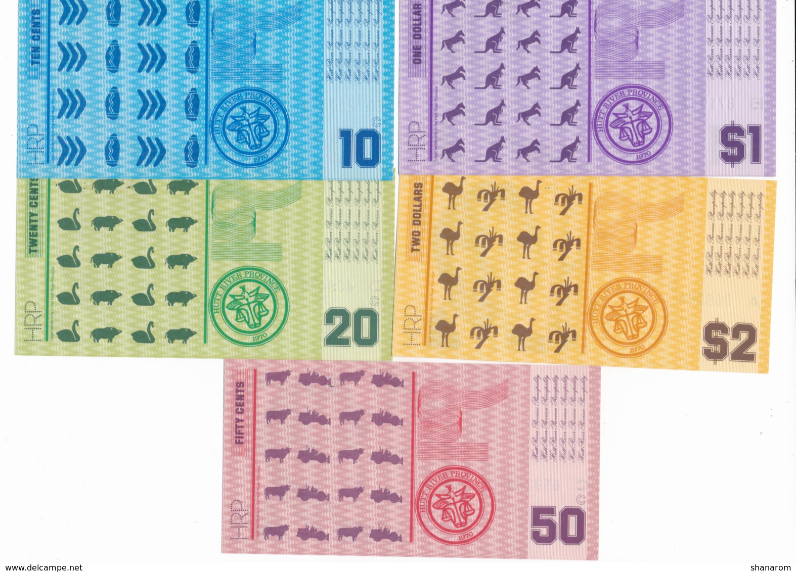 1970 // AUSTRALIE // HUTT RIVER PROVINCE // Five Notes // UNC - Monnaie Locale