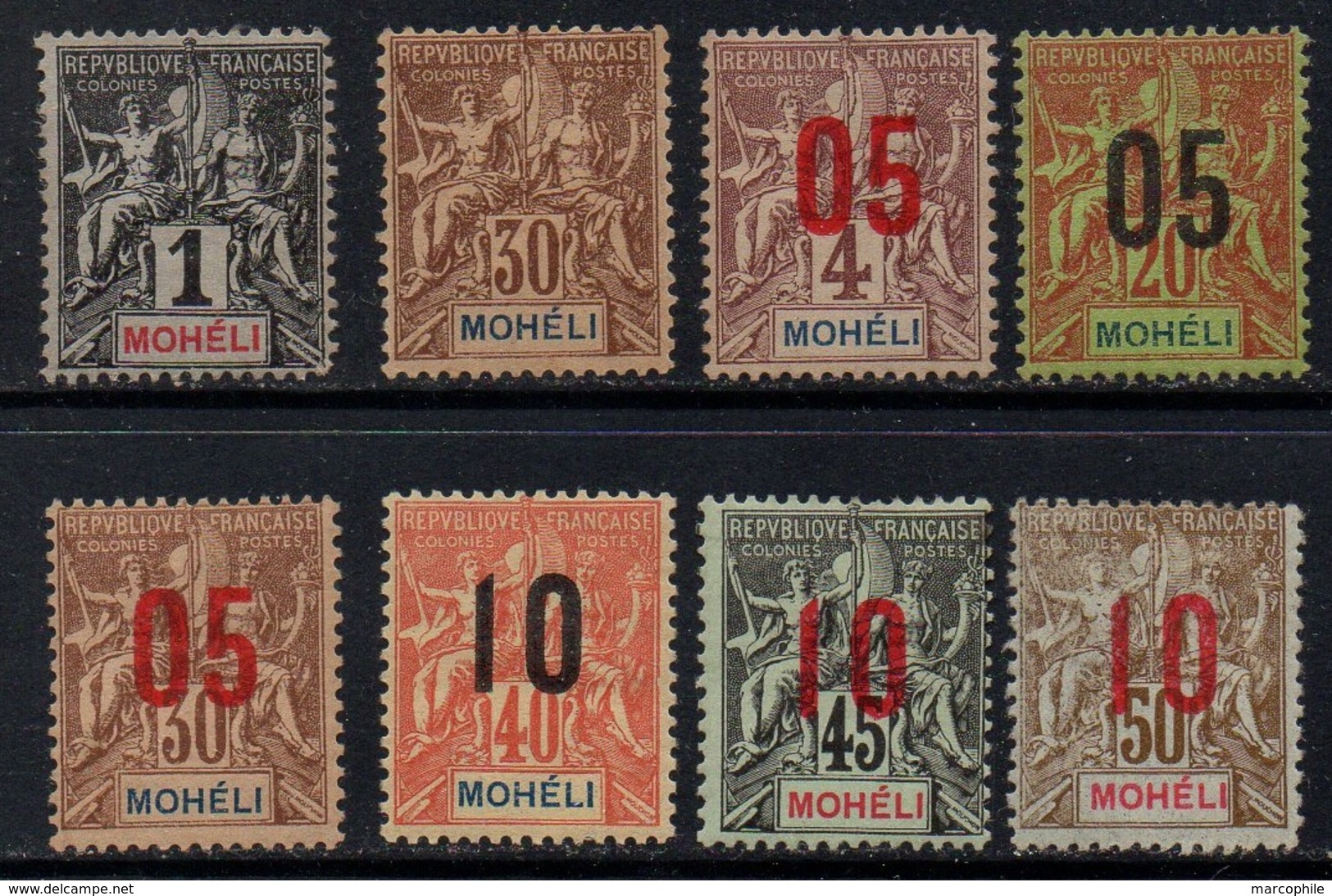 MOHELI / ENSEMBLE DE TIMBRES * / COTE > 48.00 EUROS (ref 8013) - Ongebruikt