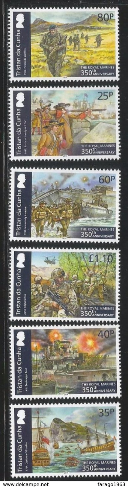 2014 Tristan Da Cunha Royal Marines Complete Set Of 6 Military Ships Navy  MNH @ FACE - Tristan Da Cunha