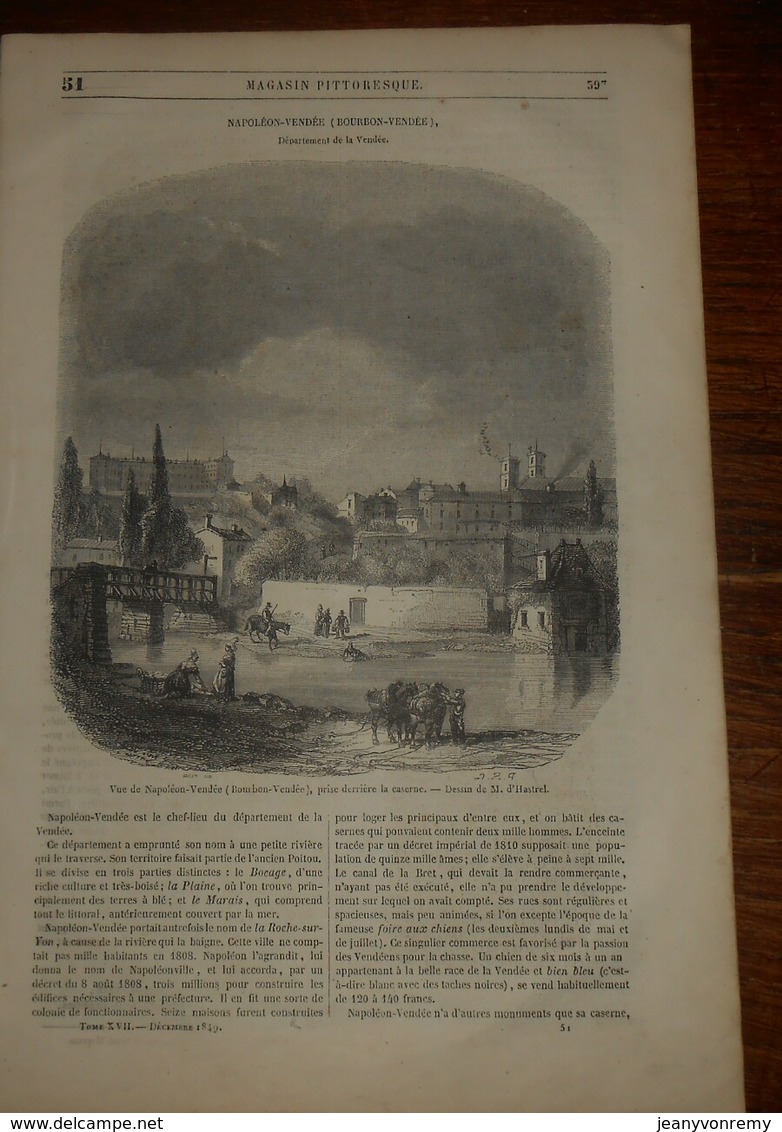 Magasin Pittoresque. Livraison N°51. Napoléon-Vendée. Les Deux Destinées. Ancien Chariot Pour Chauffer Des édifice. 1849 - Revues Anciennes - Avant 1900