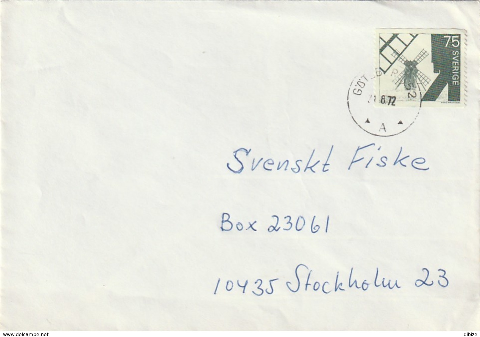 Brev. Kuvert. Sverige. Postmarkerad Göteborg 1972. Stämpel. Väderkvarn. - 1930- ... Francobolli In Bobina II