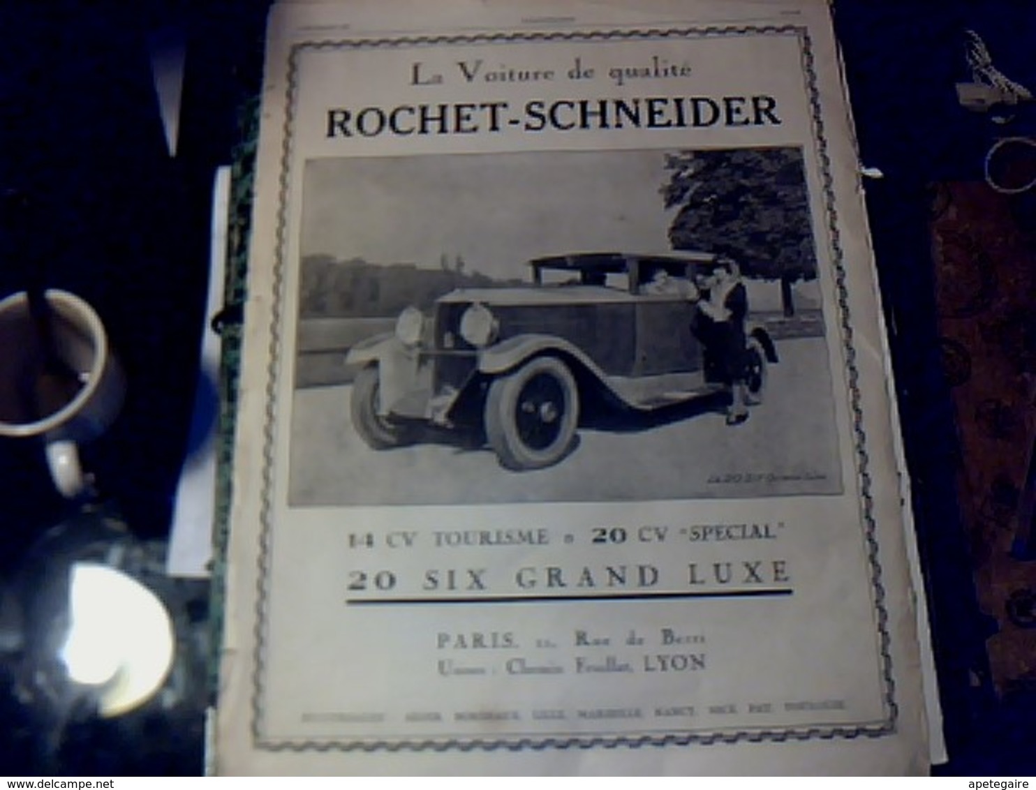 Publicité De Presse 30 X 40 Cm Année 1927  Automobile Rochet - Schneider Vs Automobile Chenard & Walcker - Publicités