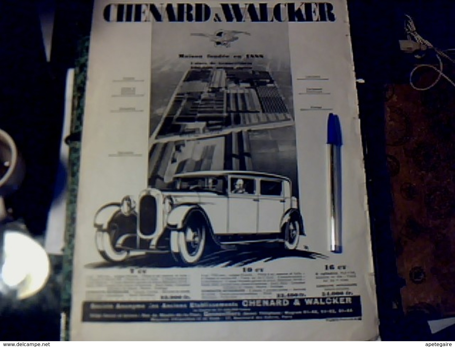 Publicité De Presse 30 X 40 Cm Année 1927  Automobile Rochet - Schneider Vs Automobile Chenard & Walcker - Advertising