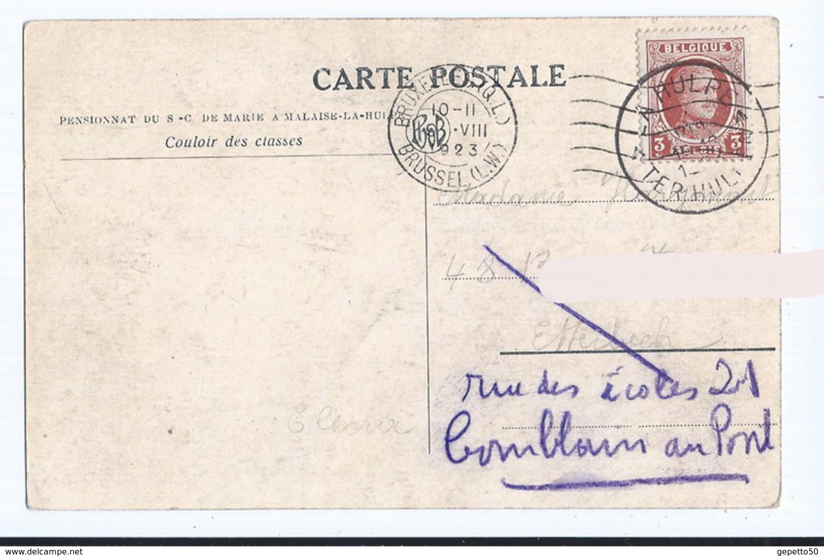 La Hulpe Malaise-la-Hulpe  Pensionnat Du Sacré Coeur  De Marie  Couloir  CPSM    Ecrite 1923  Dos Divisé - La Hulpe