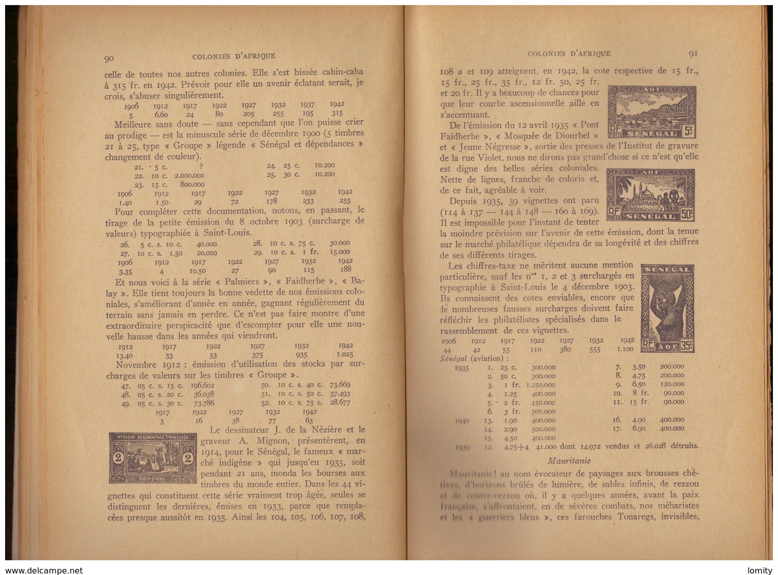 Livre de Oswald Durand (ancien gouverneur des colonies) catalogue Les Timbres des Colonies Françaises, Ed. 1943