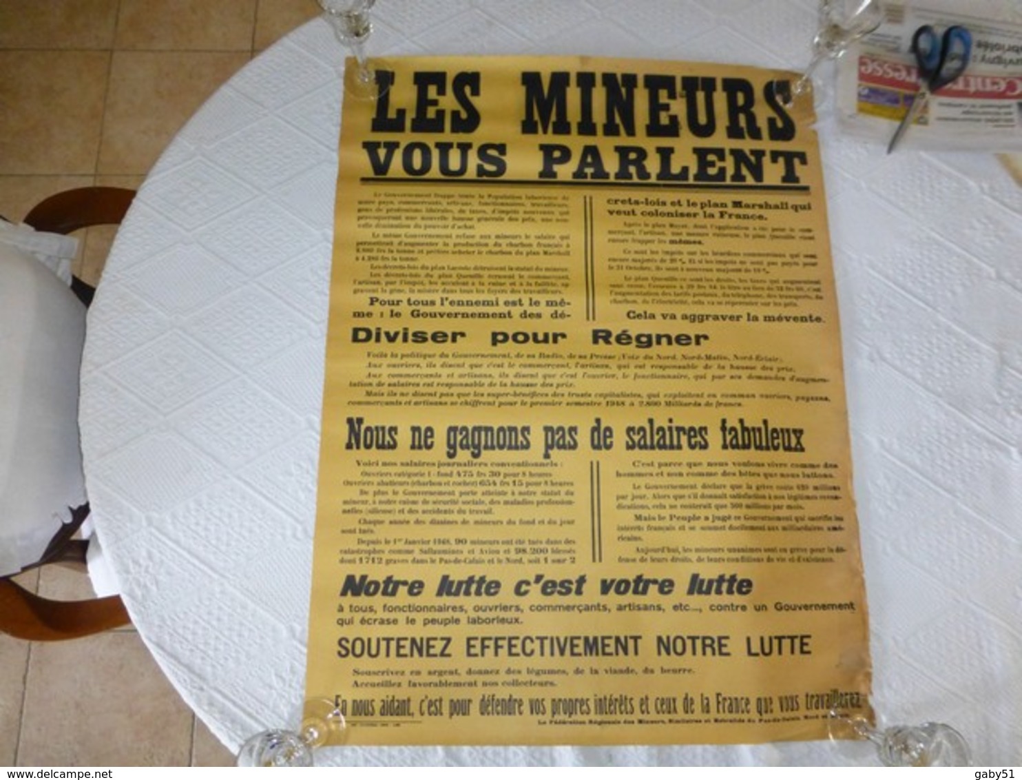 Insurrection 1948, LES MINEURS VOUS PARLENT, Affiche RARE   ; A 55 - Affiches