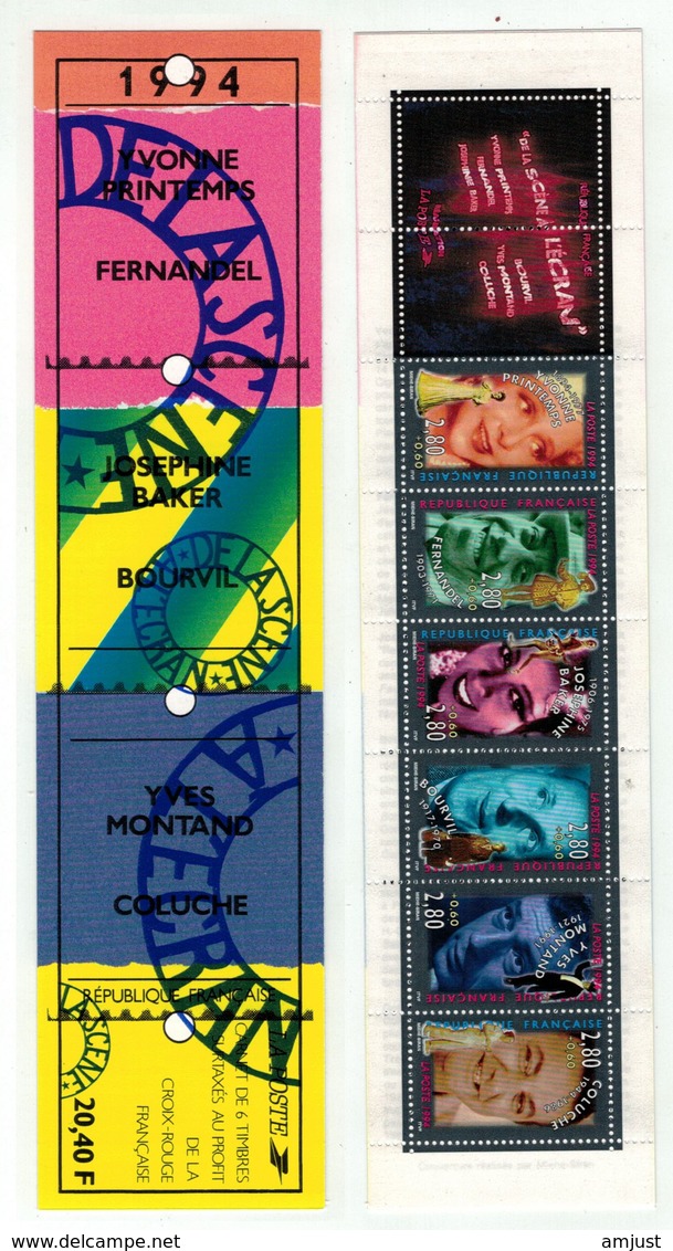 France // 1994 // Bande De Carnet No.BC 2903 Neuf** Non Plié, Personnages Célèbres, Cinéma Français - Bekende Personen