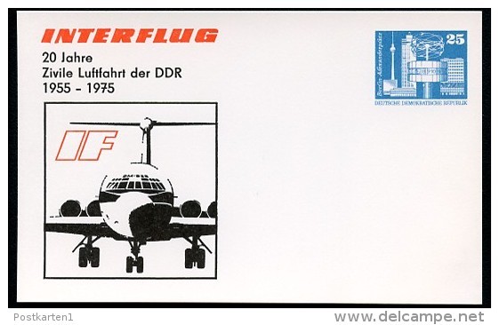 DDR PP17 C1/001a Privat-Postkarte ZIVILE LUFTFAHRT Berlin 1975  NGK 4,00 € - Privé Postkaarten - Ongebruikt