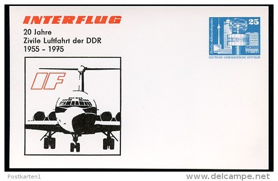 DDR PP17 C1/001a Privat-Postkarte ZIVILE LUFTFAHRT Berlin 1975  NGK 4,00 € - Private Postcards - Mint