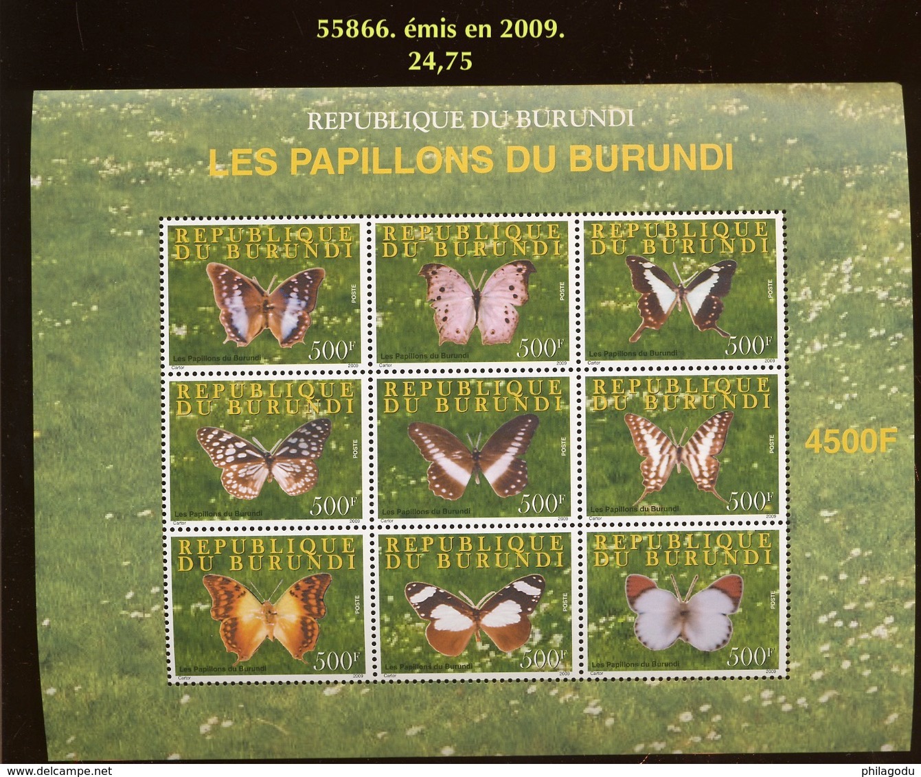 2009.  Burundi  Bloc  **. Papillons Africains.   Butterflies. Schmetterlingen. Farfale  Cote 50,00 Euros - Unused Stamps