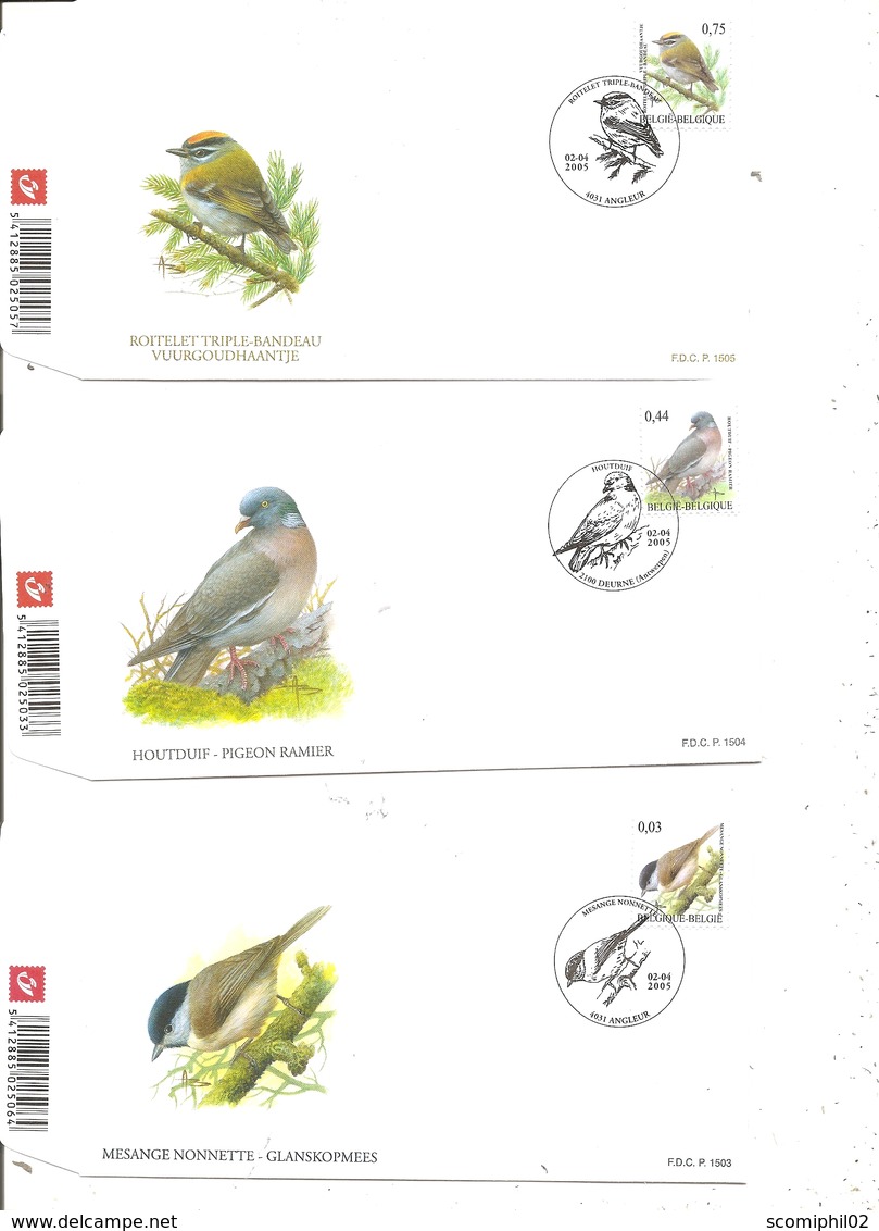 Belgique -Oiseaux -Buzin  ( 3 FDC De 2005 En Série Complète à Voir) - 2001-2010