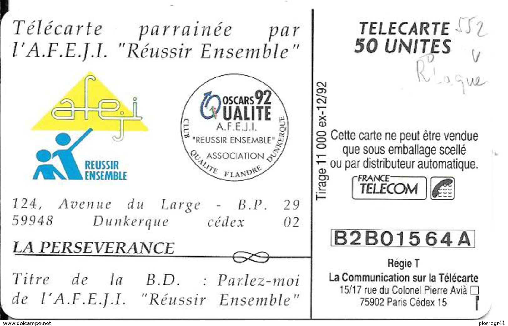 CARTE-PUCE-PRIVEE-PUBLIC- 50U-EN552-GEMA-12/92-AFEJI BD-V° Série A-R° Glacé--Utilisé-TBE-LUXE - 50 Unités   