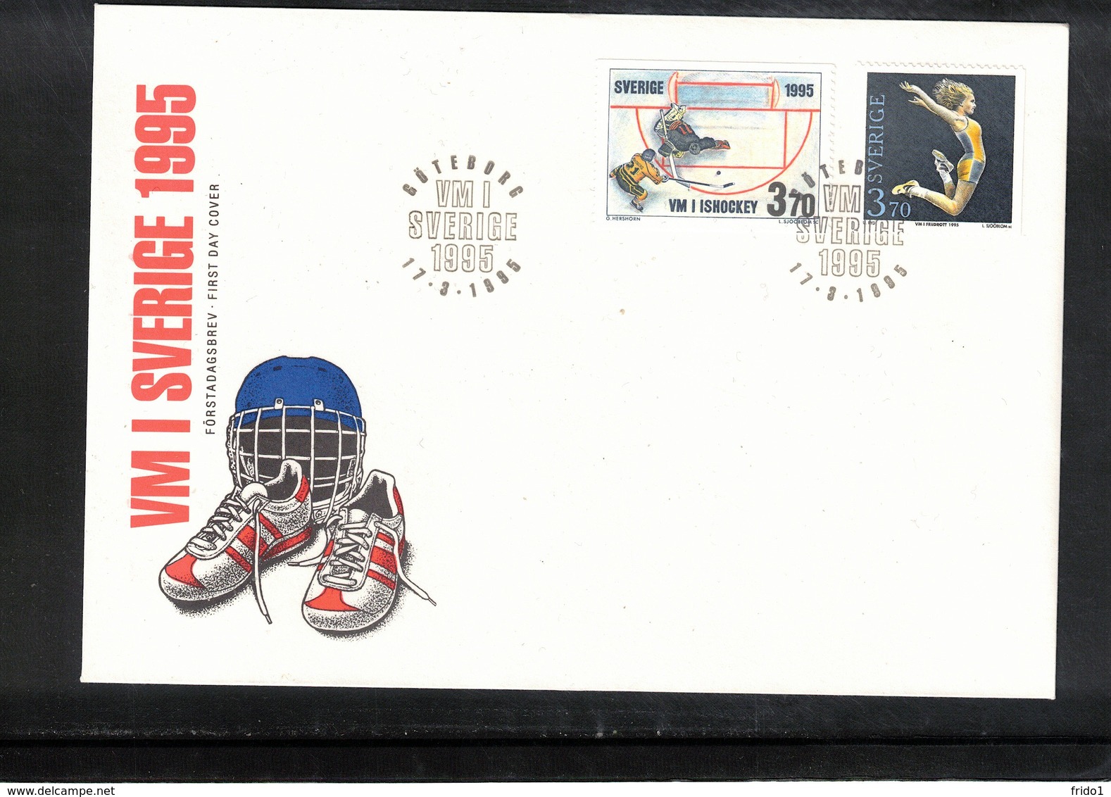 Sweden 1995 World Hockey And Athletics Championships FDC - Hockey (su Ghiaccio)