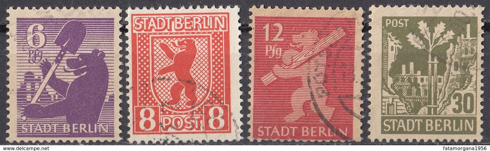 BERLINO, ZONA SOVIETICA - 1945 - Lotto Di 4 Valori Usati: Yvert  2, 3, 5 E 7, Come Da Immagine. - Gebraucht