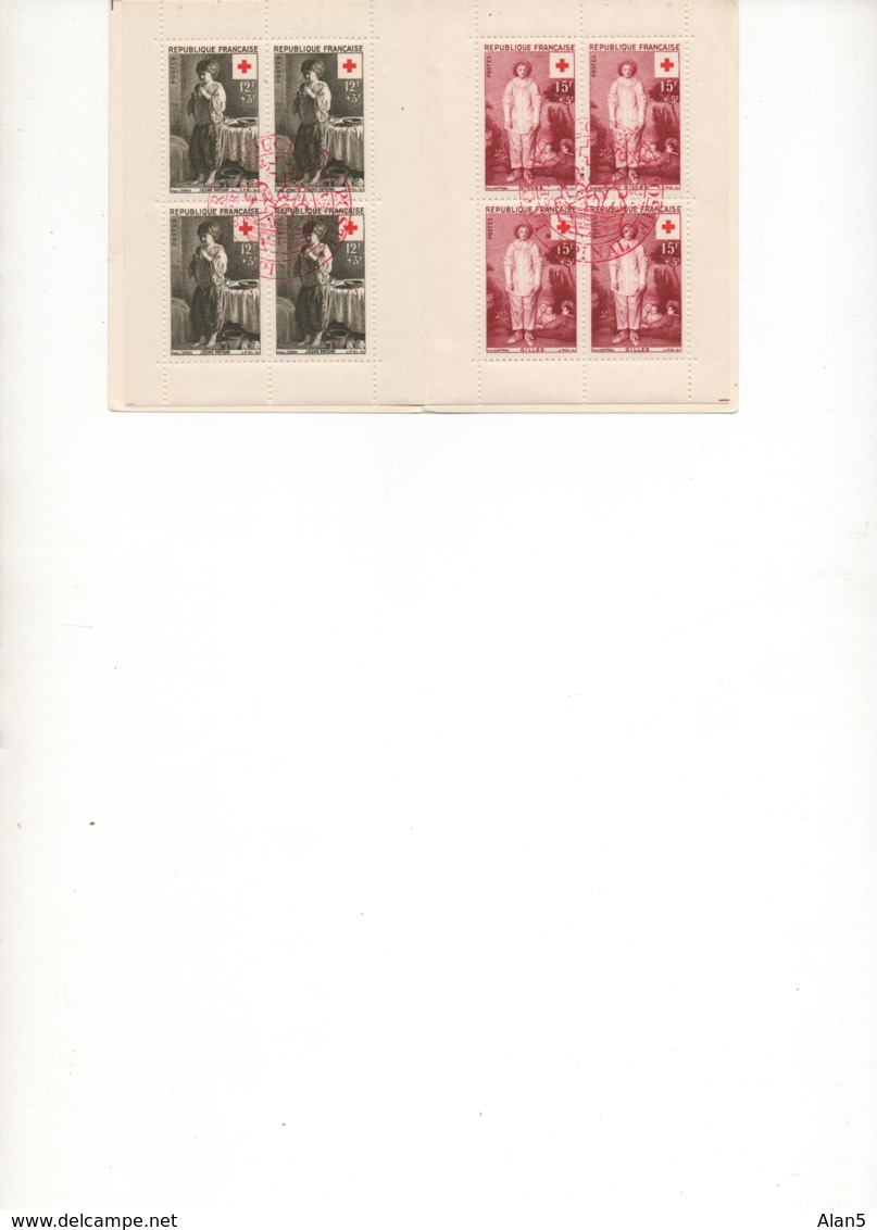 FRANCE. 1956. CARNET  OBLITERE PREMIER JOUR EPINAL . THEMES CROIX-ROUGE. MUSIQUE.ARTS.ENFANCE - Red Cross