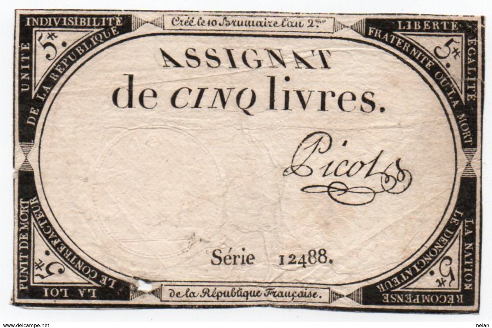 FRANCIA  ASSIGNAT 5 LIVRES 1793 P-A-76 - ...-1889 Anciens Francs Circulés Au XIXème