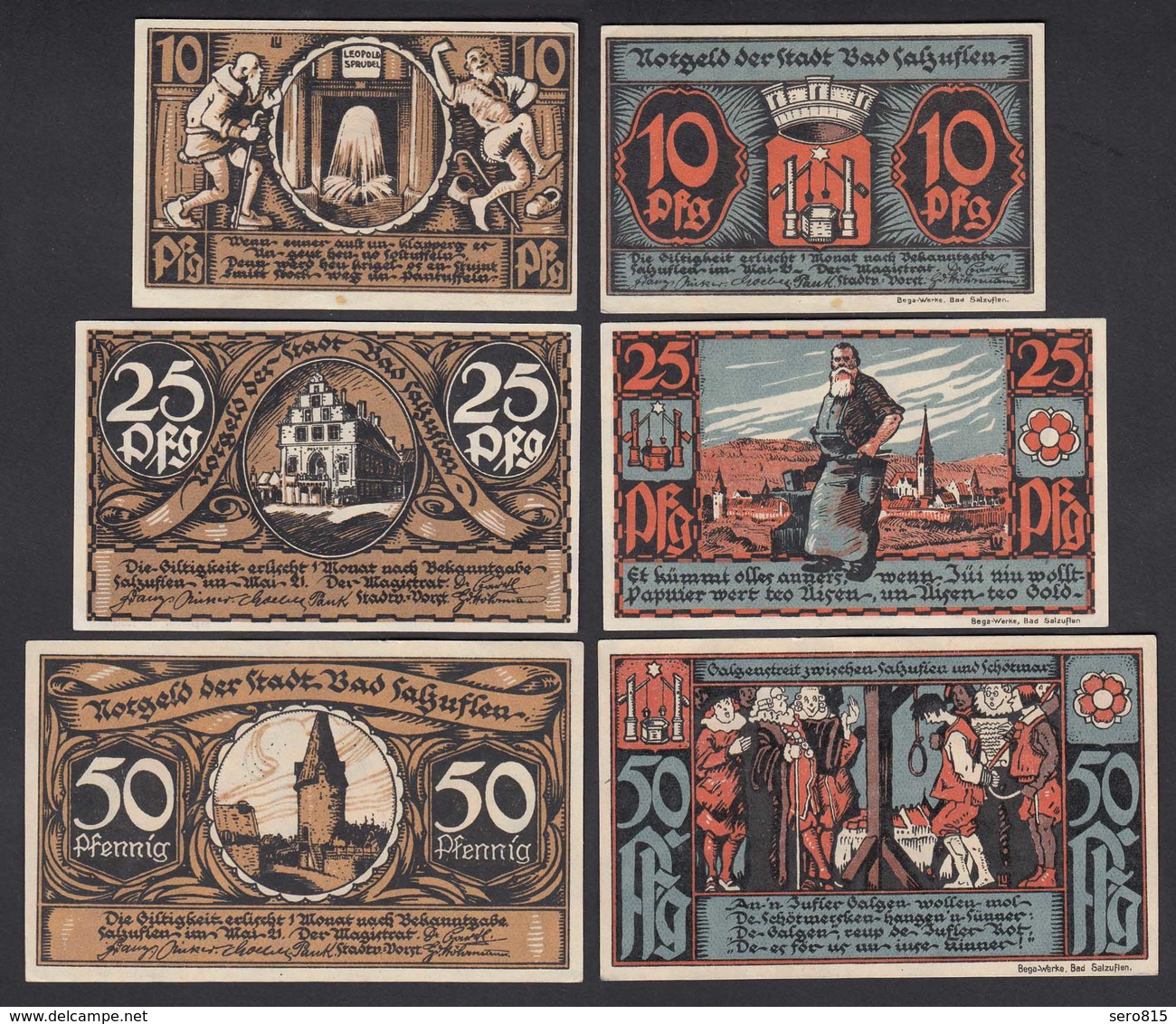 Bad Salzuflen 3 Stück 1921 Notgeld 10,25,50 Pfennig    (26404 - Autres & Non Classés