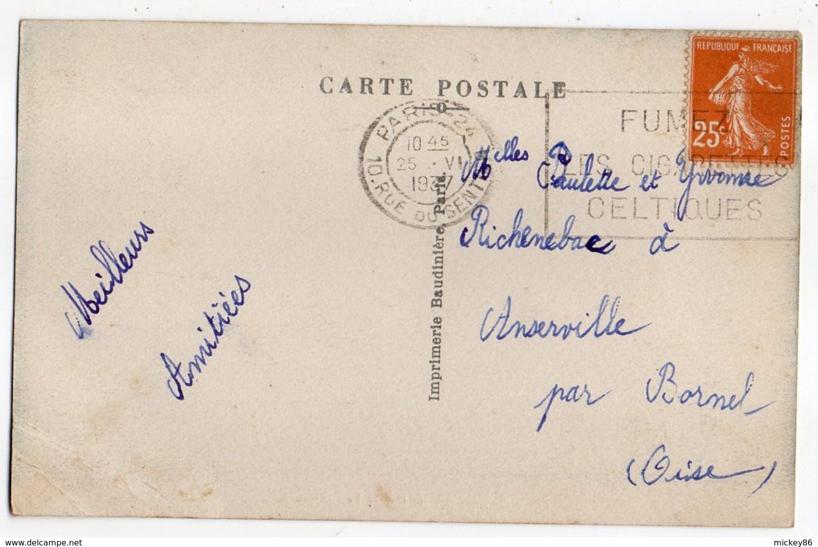 GIF  --1937--Le Chateau .....timbre....cachet  PARIS 24 ..............à Saisir - Gif Sur Yvette