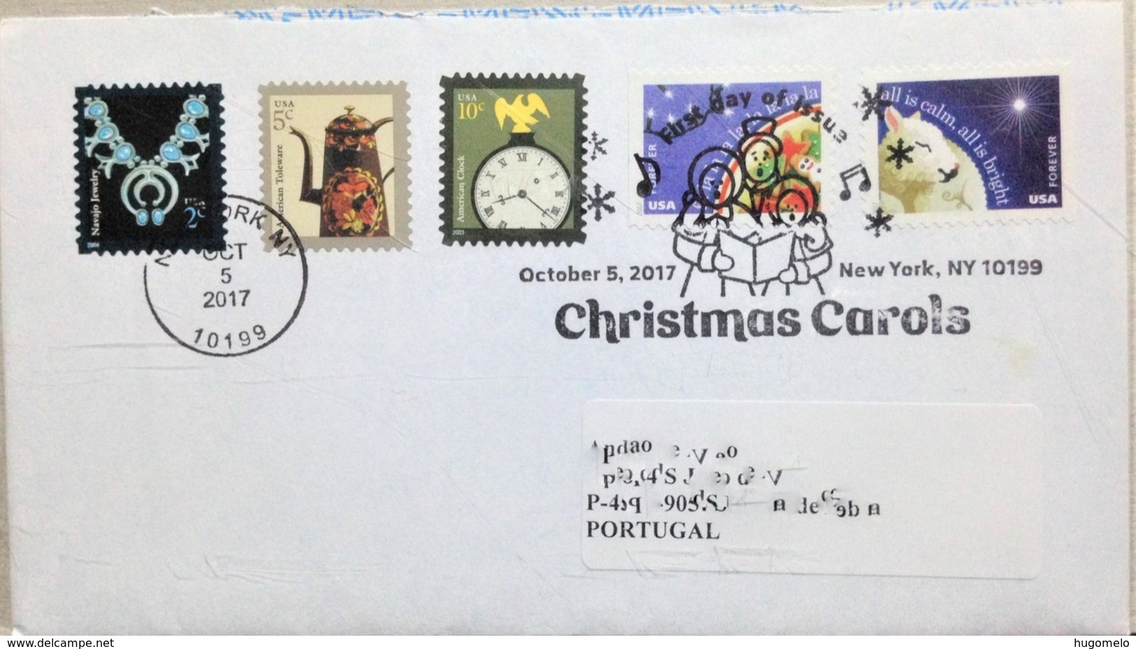 United States, Circulated FDC, "Christmas Songs", "Clocks", "Jewelry", "American Toleware", 2017 - 2011-...