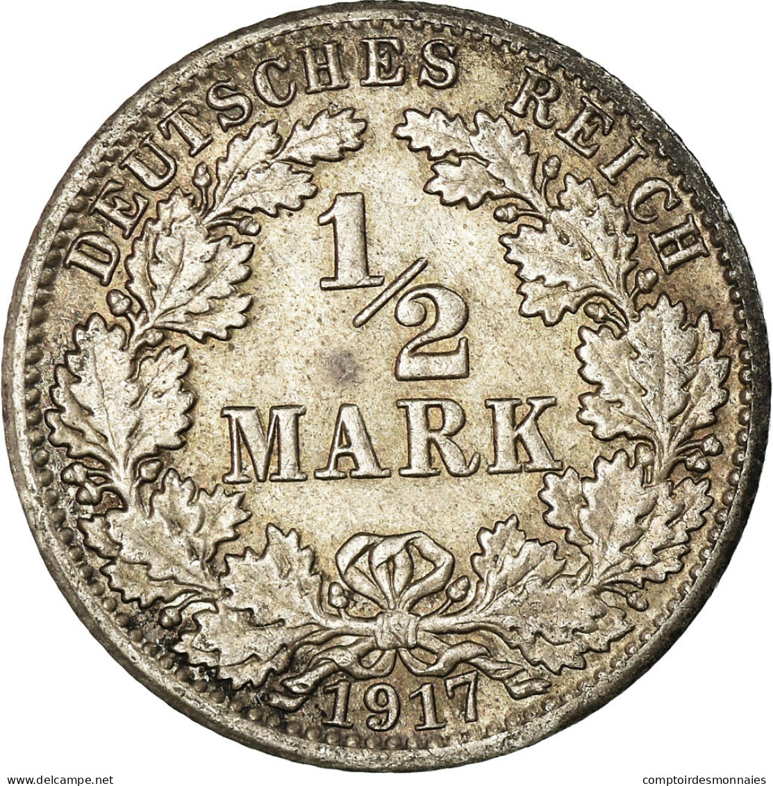 Monnaie, GERMANY - EMPIRE, 1/2 Mark, 1917, Berlin, SUP, Argent, KM:17 - 1/2 Mark