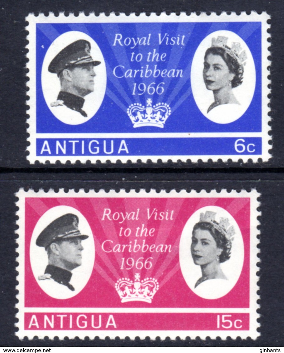 ANTIGUA - 1966 ROYAL VISIT SET (2V) FINE MOUNTED MINT MM * SG 174-175 - 1960-1981 Ministerial Government