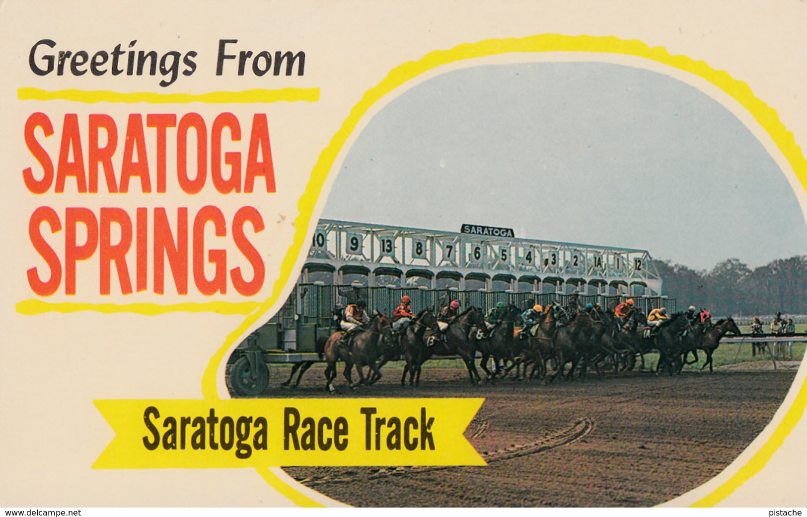 Greetings From Saratoga Springs - Race Track - New York - Horses - Unused - 2 Scans - Saratoga Springs