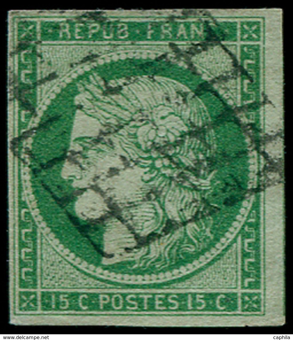 O FRANCE - Poste - 2, Signé, Marges Intactes: 15c. Vert - 1849-1850 Cérès