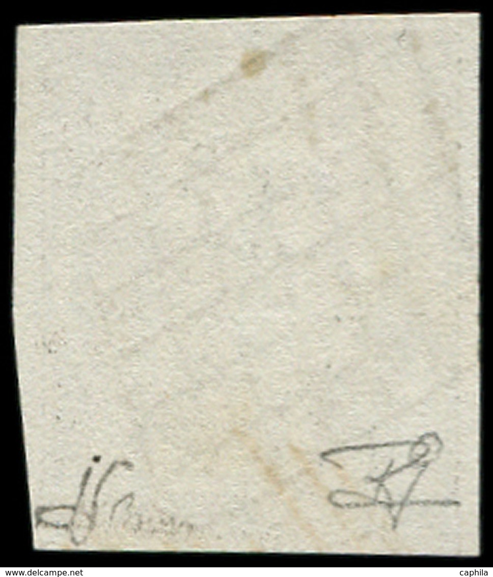 O FRANCE - Poste - 3a, Oblitération Grille, Signé J.F. Brun, Tb: 20c Noir S. Blanc - 1849-1850 Cérès