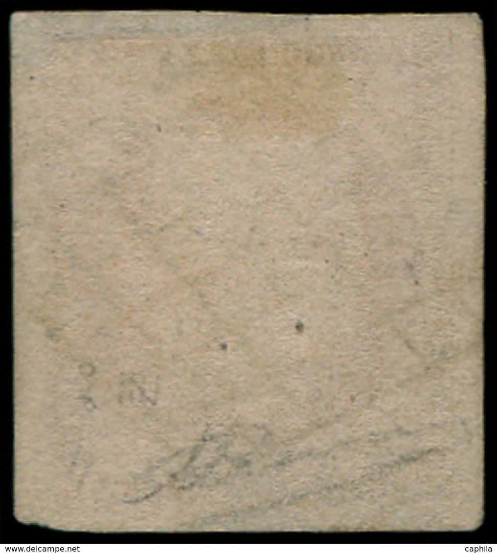 O FRANCE - Poste - 7, Vermillon Vif, Oblitération Grille, Légère Réparation Angle Supérieur Droit, Certtificat Robineau, - 1849-1850 Cérès