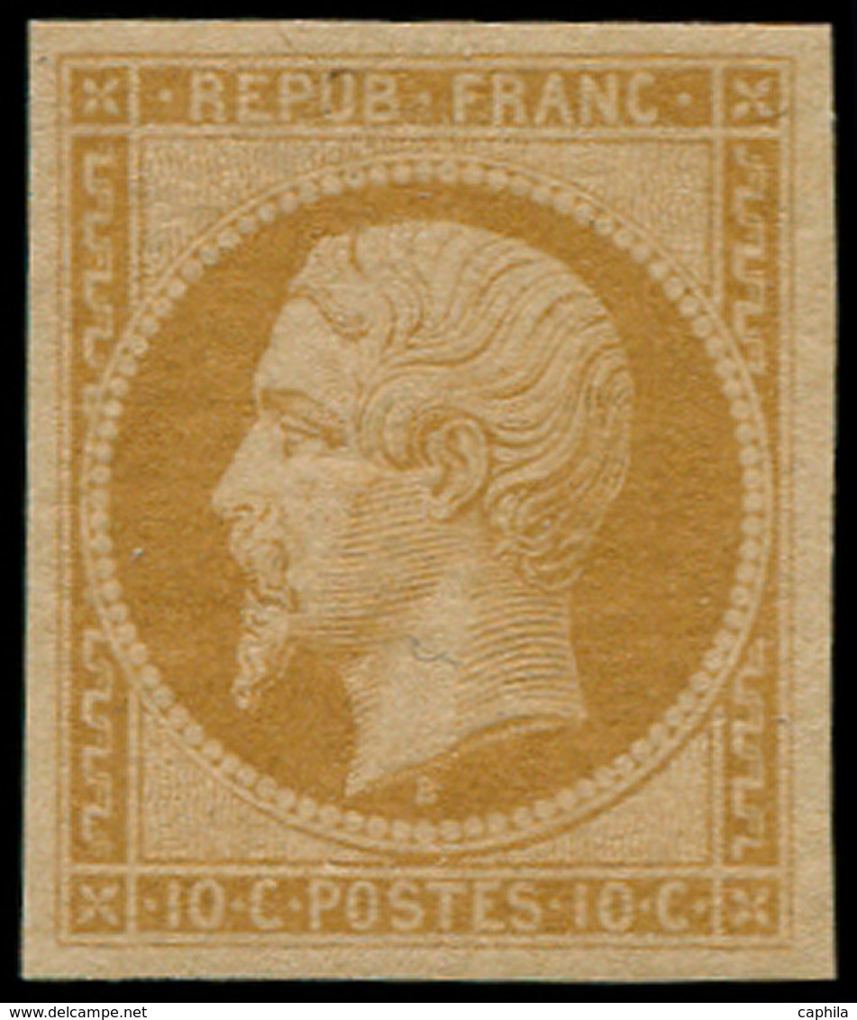 ** FRANCE - Poste - 9e, Réimpression De 1862, Signé + Certificat Behr: 10c. Bistre-jaune - 1849-1850 Cérès