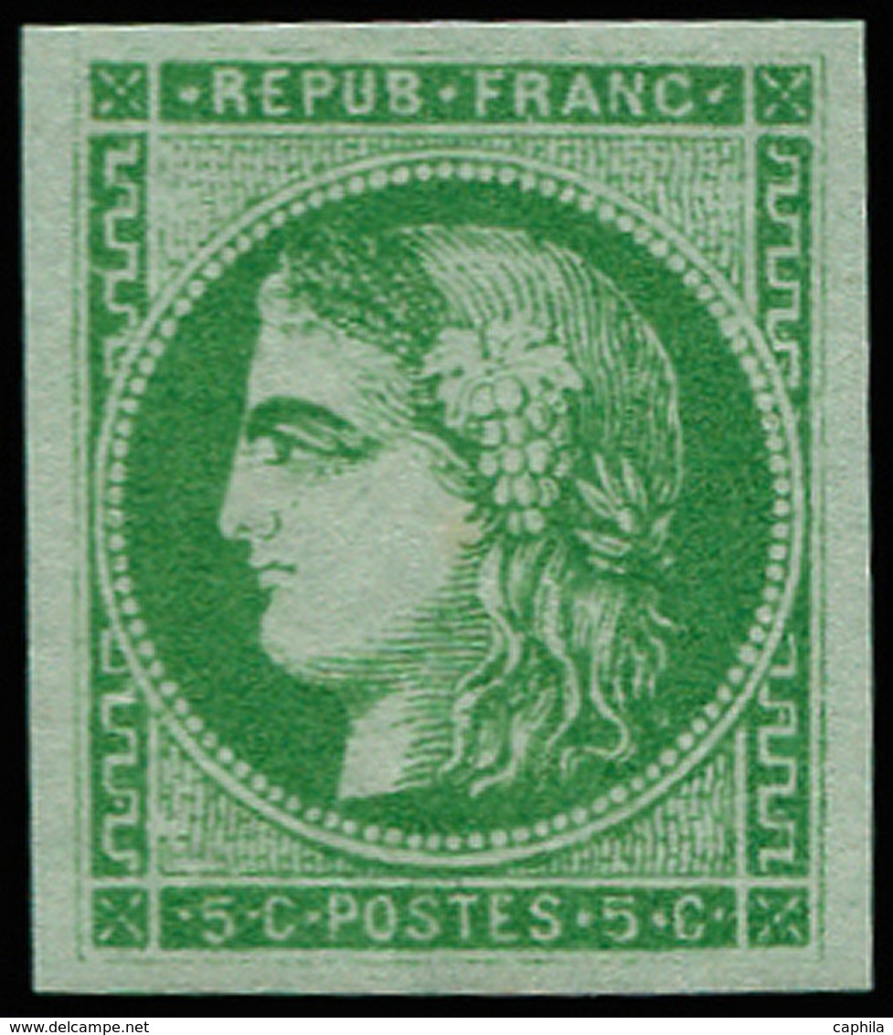 ** FRANCE - Poste - 42B, Report II, Un Point Jaune: 5c. Vert-jaune - 1849-1850 Cérès