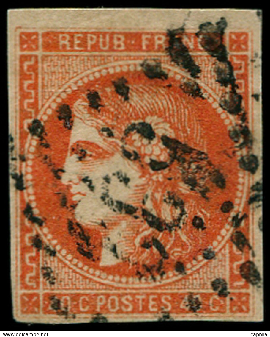 O FRANCE - Poste - 48d, Rouge Sang Clair, Signé Calves: 40c. Bordeaux - 1849-1850 Ceres