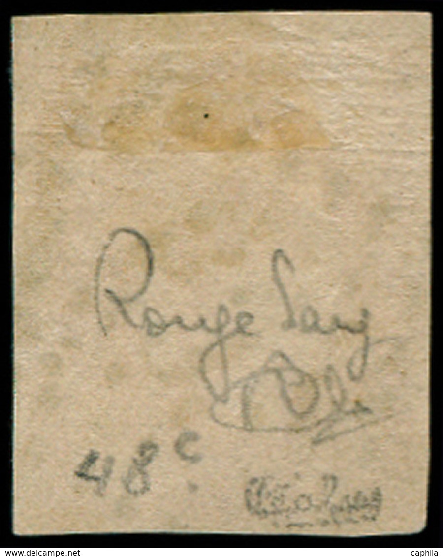 O FRANCE - Poste - 48d, Rouge Sang Clair, Signé Calves: 40c. Bordeaux - 1849-1850 Cérès