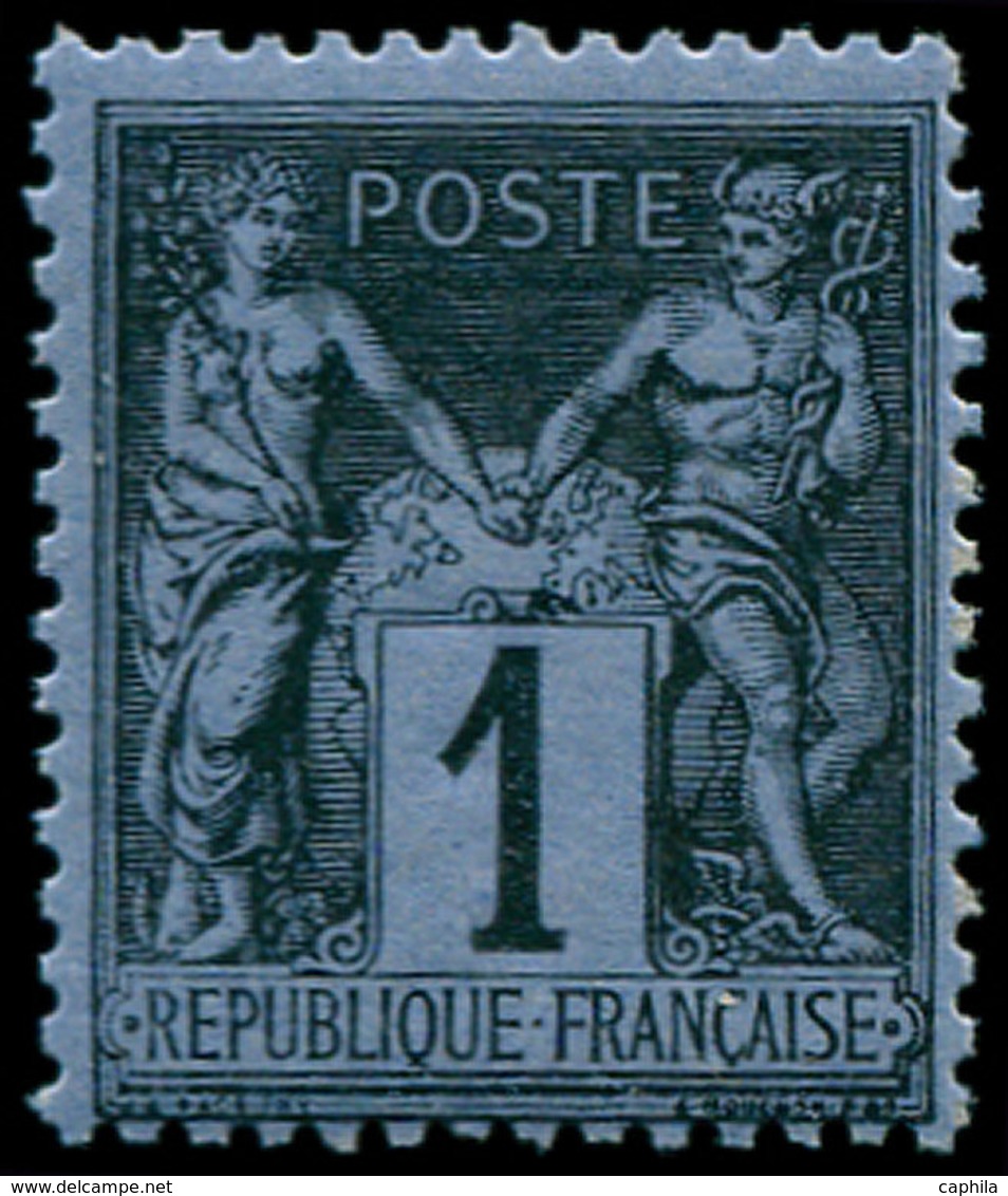 ** FRANCE - Poste - 83c, Certificat Behr, TB: 1c. Noir Sur Cobalt - 1849-1850 Cérès