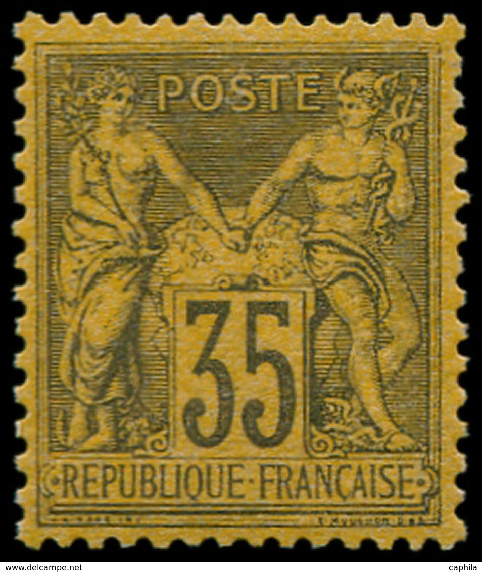 ** FRANCE - Poste - 93, Signé Roumet, Bon Centrage: 35c. Violet-noir Sur Jaune - 1849-1850 Cérès