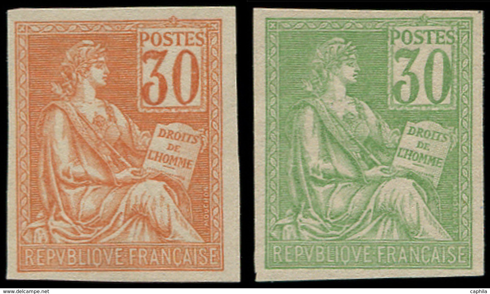 (*) FRANCE - Poste - 115, 2 Essais De Couleur Vert Ou Orange: 30c. Mouchon (Spink) - 1849-1850 Cérès