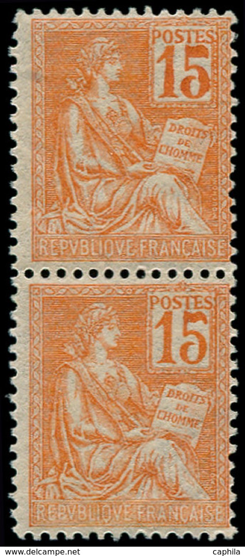 ** FRANCE - Poste - 117, Paire Verticale, Un Exemplaire Chiffres épais: 15c. Mouchon (Spink 117e) - 1849-1850 Cérès