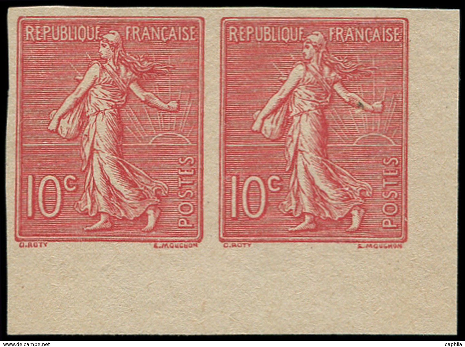 (*) FRANCE - Poste - 129, Paire Non Dentelée, Cdf: 10c. Rose - 1849-1850 Cérès