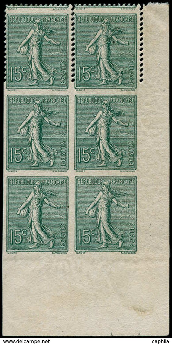 ** FRANCE - Poste - 130c, Bloc De 6 Type IV, Cdf, Paire Supérieure Dentelée Tenant à Bloc De 4 Non Dentelé: 15c. Semeuse - 1849-1850 Cérès