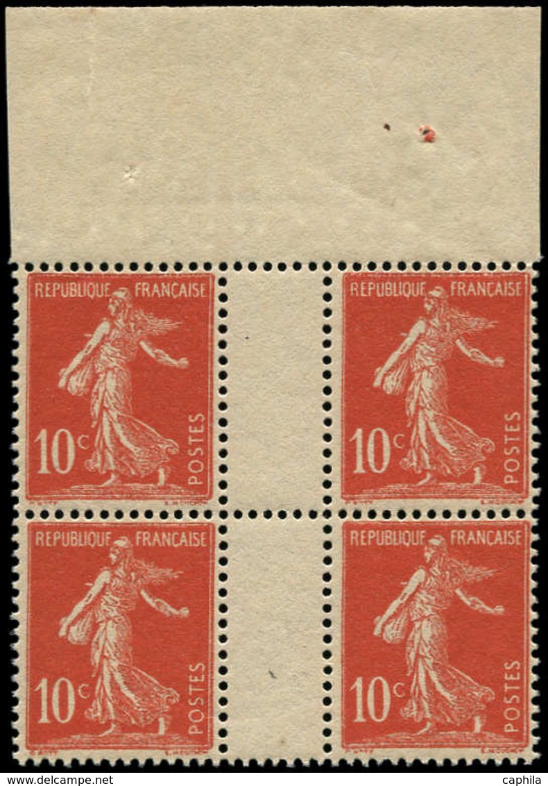 ** FRANCE - Poste - 134, Bloc De 4, Bdf Sans Millésime: 10c. Semeuse Rouge - 1849-1850 Cérès