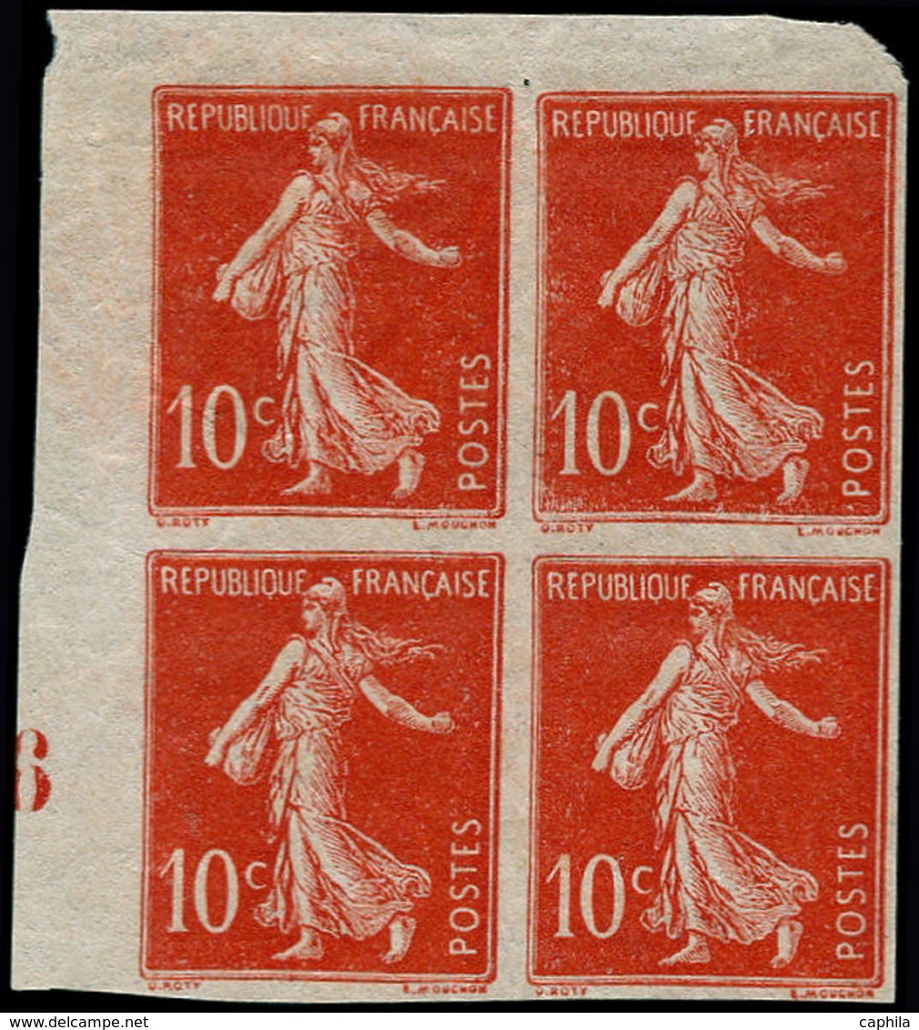 ** FRANCE - Poste - 135, Chiffres Maigres, Bloc De 4, Petit Bdf Avec Millésime "6", Signé: 10c. Semeuse Rouge - 1849-1850 Cérès