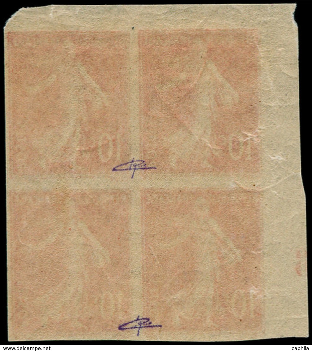 ** FRANCE - Poste - 135, Chiffres Maigres, Bloc De 4, Petit Bdf Avec Millésime "6", Signé: 10c. Semeuse Rouge - 1849-1850 Cérès