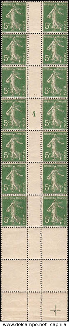 ** FRANCE - Poste - 137, Bloc De 14 Tenant à 4 Exemplaires Blancs (bas De Feuille), Millésime "4" Roulette: 5c. Semeuse  - 1849-1850 Cérès