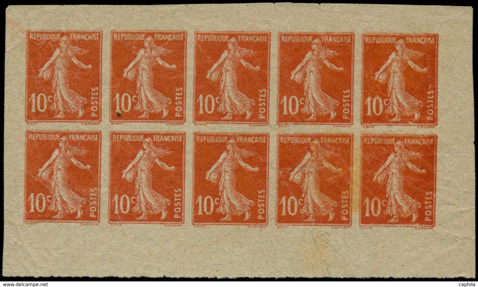 ESS FRANCE - Poste - 138, Essai En Panneau De 10 Non Dentelés Sur Papier Bulle De Mauvaise Qualité (GC ?), (sans Doute U - 1849-1850 Cérès