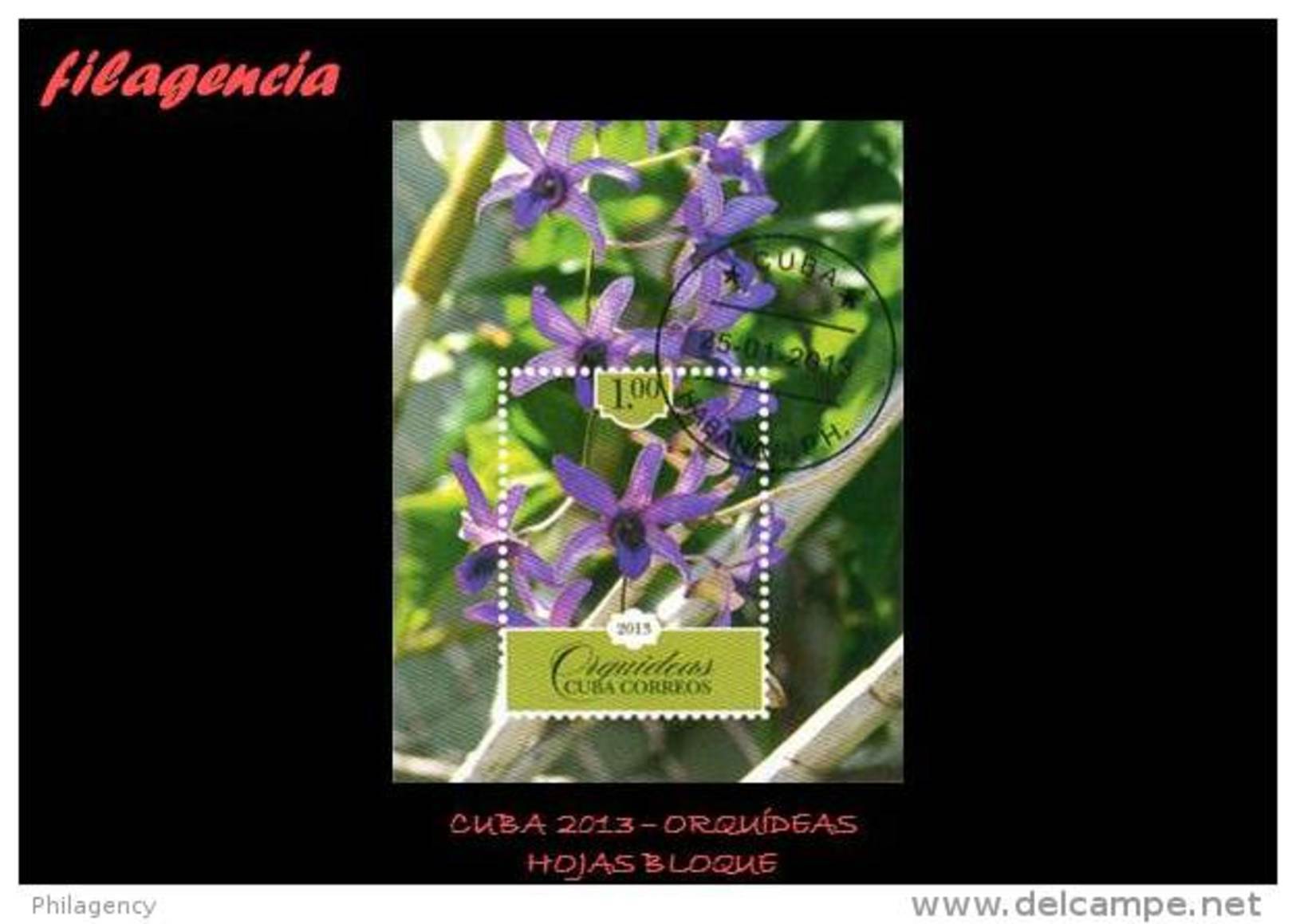 USADOS. CUBA. 2013-03 ORQUÍDEAS CUBANAS. HOJA BLOQUE - Used Stamps